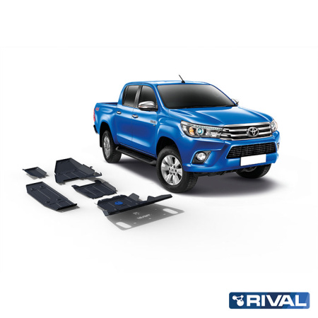 Skid Plate Set (Radiator, Engine, Gearbox, Transfer Case, AdBlue Tank, Oxygen Sensor, Fuel Tank) Toyota Hilux 2015-2020; 2018-2020; 2020-2022; 2,4 l. / diesel